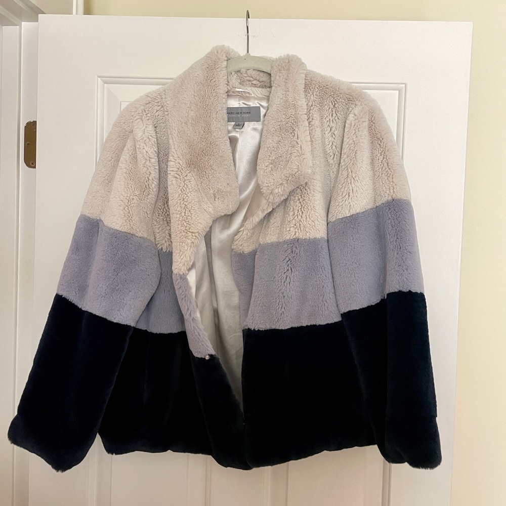 MARC NEW YORK Faux Fur Purple & White Jacket